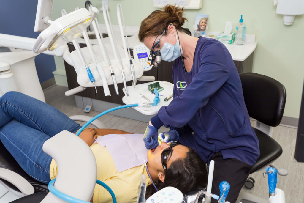 A patient receiving a root canal